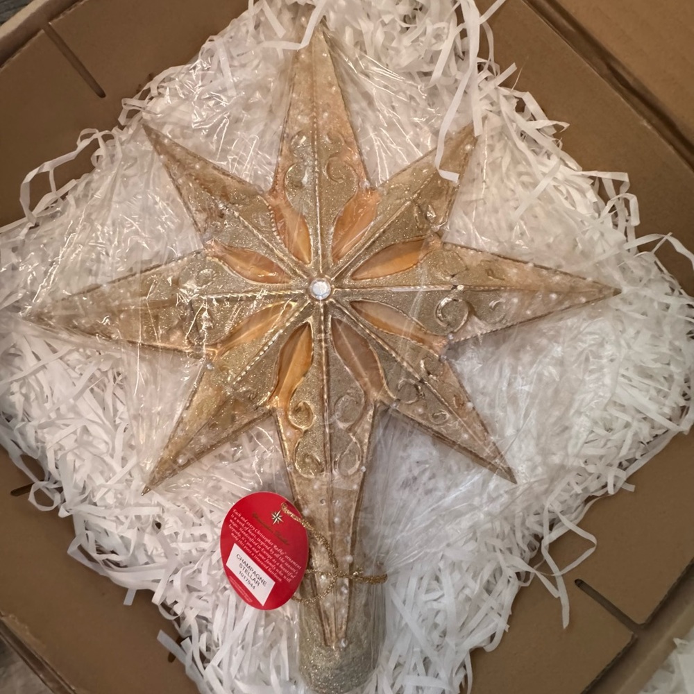 Christopher Radko Champagne Stellar Finial tree Topper Rare Color NIB